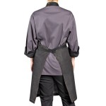 Uncommon Chef 3113 Black Cat Customizable 100% Cotton Denim Maverick Bib Apron with Black Webbing and 3 Pockets - 34 Uncommon Chef 3113 Black Cat Customizable 100% Cotton Denim Maverick Bib Apron with Black Webbing and 3 Pockets - 34