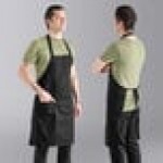 Uncommon Chef 3004 Black Customizable Poly-Cotton Twill Bib Apron with 3 Pockets - 34