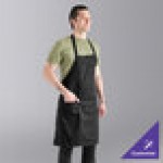 Uncommon Chef 3004 Black Customizable Poly-Cotton Twill Bib Apron with 3 Pockets - 34