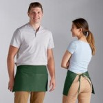 Choice Hunter Green Poly-Cotton Front of House Bib Apron with 3 Pockets - 25 Choice Hunter Green Poly-Cotton Front of House Bib Apron with 3 Pockets - 25