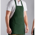 Choice Hunter Green Poly-Cotton Front of House Bib Apron with 3 Pockets - 25 Choice Hunter Green Poly-Cotton Front of House Bib Apron with 3 Pockets - 25