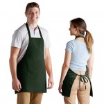 Choice Hunter Green Poly-Cotton Front of House Bib Apron with 3 Pockets - 25 Choice Hunter Green Poly-Cotton Front of House Bib Apron with 3 Pockets - 25