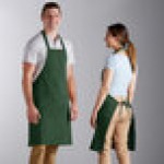 Choice Hunter Green Poly-Cotton Front of House Bib Apron with 3 Pockets - 25 Choice Hunter Green Poly-Cotton Front of House Bib Apron with 3 Pockets - 25