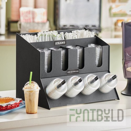ServSense Black 11-Section Countertop Dome Lid / Straw Organizer - 19 3/4