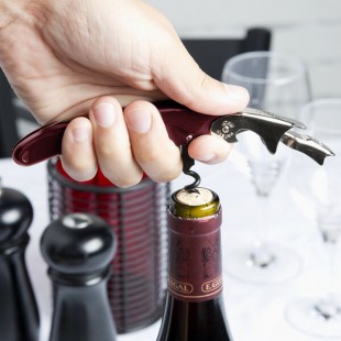 Franmara 3191-03 Two-Lever Waiter's Corkscrew with Burgundy Handle