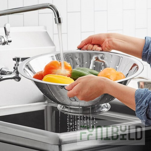 Thunder Group 13 Qt. Stainless Steel Colander with Base and Handles SLIL004