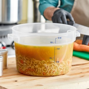 Carlisle 12 Qt. Translucent Round Polypropylene Food Storage Container Carlisle 12 Qt. Translucent Round Polypropylene Food Storage Container