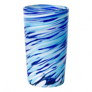 10 Strawberry Street Malibu Blue / White 16 oz. Cooler Glass - 6/Case