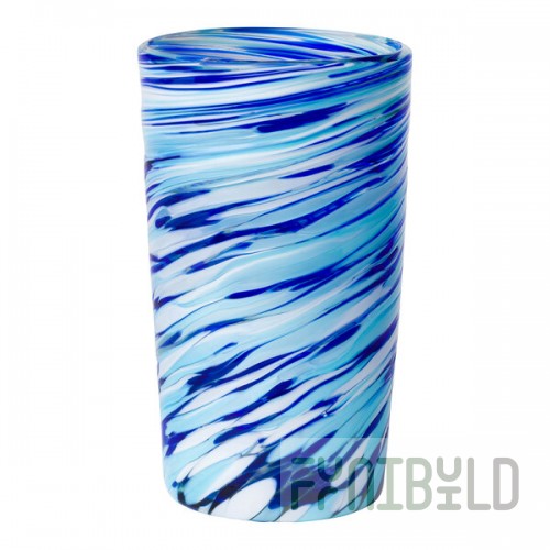 10 Strawberry Street Malibu Blue / White 16 oz. Cooler Glass - 6/Case