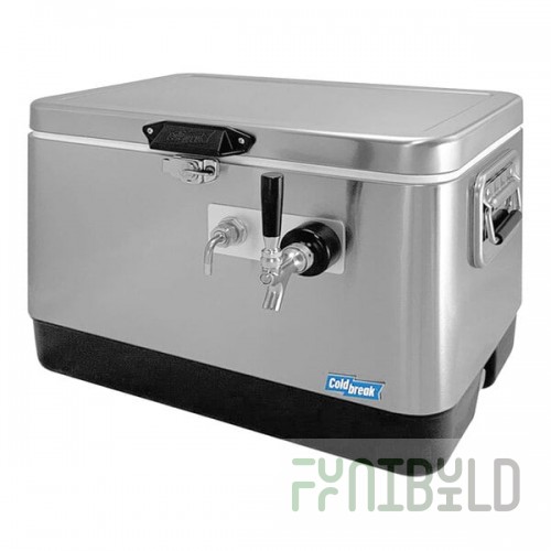 Coldbreak JOCK-1TF-SS54 Stainless Steel 1 Faucet 54 Qt. Insulated Jockey Box with Front Input and 50 ft. Coil