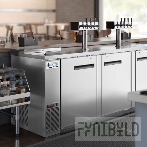 Avantco UDD-4-CT-S-8 Stainless Steel Kegerator / Beer Dispenser with (2) Quadruple Tap Tower and Club Top - (3) 1/2 Keg Capacity