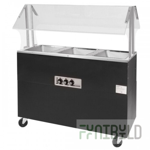 Advance Tabco BSW3-240-B-SB Enclosed Base Everyday Buffet Stainless Steel Three Pan Electric Hot Food Table - Sealed Well, 208/240V