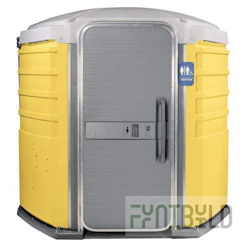 PolyJohn SA1-1009 We'll Care III Yellow Wheelchair Accessible Portable Restroom - Assembled