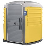 PolyJohn SA1-1009 We'll Care III Yellow Wheelchair Accessible Portable Restroom - Assembled