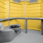 PolyJohn SA1-1009 We'll Care III Yellow Wheelchair Accessible Portable Restroom - Assembled