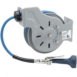 T&S B-7212-08M 15' Open Epoxy Coated Steel Hose Reel with B-0108 JeTSpray Spray Valve