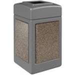 Commercial Zone 720332K StoneTec 42 Gallon Square Blue Open Top Decorative Trash Can with Riverstone Panels Commercial Zone 720332K StoneTec 42 Gallon Square Blue Open Top Decorative Trash Can with Riverstone Panels