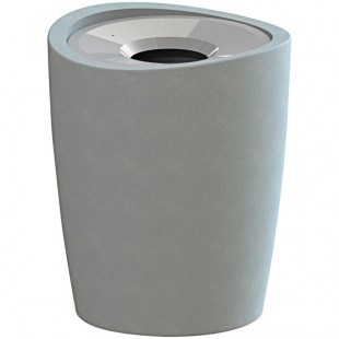 Wausau Tile TF1226 Eclipse 31 Gallon Concrete Round Trash Can with Aluminum Funnel Lid
