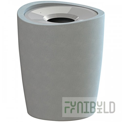 Wausau Tile TF1226 Eclipse 31 Gallon Concrete Round Trash Can with Aluminum Funnel Lid