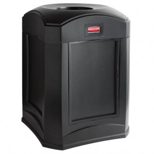 Rubbermaid® FG9W0200BLA Landmark Series Gas Station / Store Front Black Funnel Top Frame With Panel Frame and FG395800 Rigid Plastic Liner 35 Gallon