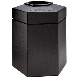 Commercial Zone 737201 PolyTec 45 Gallon Black Hexagonal Trash Can with Open Top