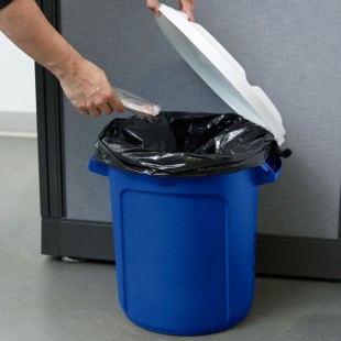 Rubbermaid® BRUTE 10 Gallon Blue Round Recycling Can with White Lid Rubbermaid® BRUTE 10 Gallon Blue Round Recycling Can with White Lid