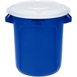 Rubbermaid® BRUTE 10 Gallon Blue Round Recycling Can with White Lid