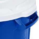 Rubbermaid® BRUTE 10 Gallon Blue Round Recycling Can with White Lid