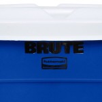 Rubbermaid® BRUTE 10 Gallon Blue Round Recycling Can with White Lid