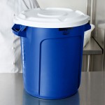 Rubbermaid® BRUTE 10 Gallon Blue Round Recycling Can with White Lid