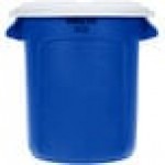 Rubbermaid® BRUTE 10 Gallon Blue Round Recycling Can with White Lid