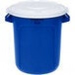 Rubbermaid® BRUTE 10 Gallon Blue Round Recycling Can with White Lid