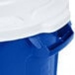 Rubbermaid® BRUTE 10 Gallon Blue Round Recycling Can with White Lid