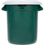 Rubbermaid® BRUTE 10 Gallon Blue Round Recycling Can with White Lid