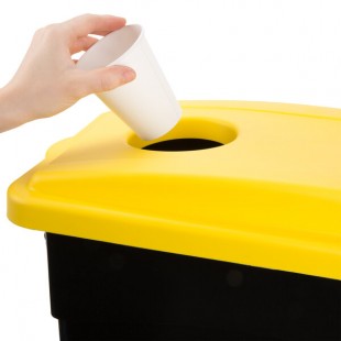 Continental 7316YW Yellow Rectangular Wall Hugger Recycle Bottle / Can Lid Continental 7316YW Yellow Rectangular Wall Hugger Recycle Bottle / Can Lid