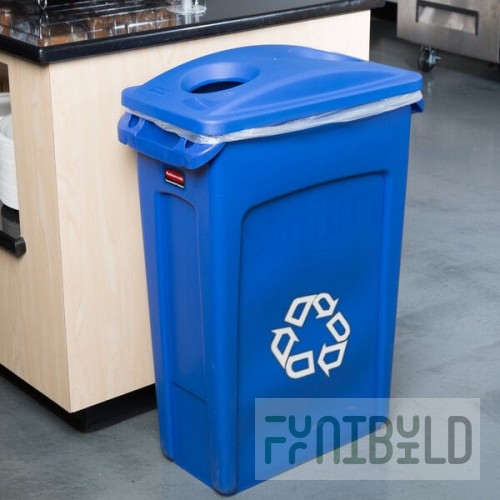 Rubbermaid® Slim Jim 92 Qt. / 23 Gallon Blue Rectangular Recycling Container with Blue 2 Hole Lid