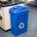 Rubbermaid® Slim Jim 92 Qt. / 23 Gallon Blue Rectangular Recycling Container with Blue 2 Hole Lid Rubbermaid® Slim Jim 92 Qt. / 23 Gallon Blue Rectangular Recycling Container with Blue 2 Hole Lid