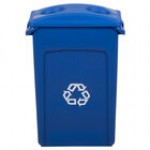 Rubbermaid® Slim Jim 92 Qt. / 23 Gallon Blue Rectangular Recycling Container with Blue 2 Hole Lid Rubbermaid® Slim Jim 92 Qt. / 23 Gallon Blue Rectangular Recycling Container with Blue 2 Hole Lid