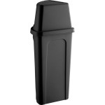 Lavex 21 Gallon Black Corner Round Trash Can with Black Push Door Lid