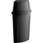 Lavex 21 Gallon Black Corner Round Trash Can with Black Push Door Lid