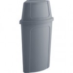 Lavex 21 Gallon Black Corner Round Trash Can with Black Push Door Lid