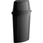 Lavex 21 Gallon Black Corner Round Trash Can with Black Push Door Lid