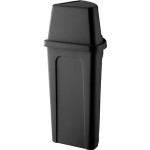 Lavex 21 Gallon Black Corner Round Trash Can with Black Push Door Lid