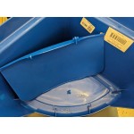 Lavex 21 Gallon Black Corner Round Trash Can with Black Push Door Lid