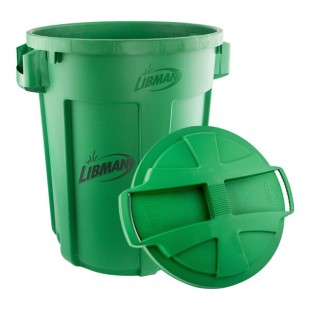 Libman 1465 32 Gallon Green Round Trash Can and Rounded Lid Libman 1465 32 Gallon Green Round Trash Can and Rounded Lid