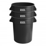 Lavex 55 Gallon Black Round Commercial Trash Can with Lid and Dolly