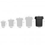 Lavex 55 Gallon Black Round Commercial Trash Can with Lid and Dolly