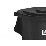 Lavex 55 Gallon Black Round Commercial Trash Can with Lid and Dolly