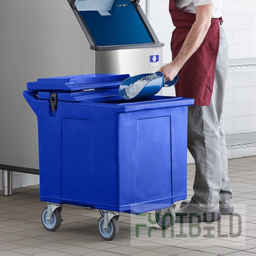 CaterGator 125 lb. Capacity Blue Mobile Ice Bin with Flip Lid