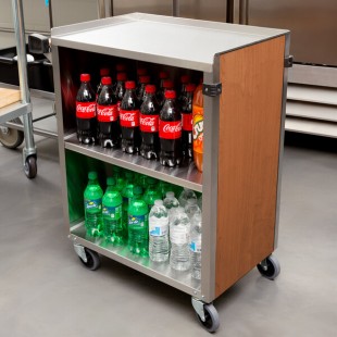 Lakeside 610VC 3 Shelf Standard Duty Stainless Steel Utility Cart with Enclosed Base and Victorian Cherry Finish - 16 1/2